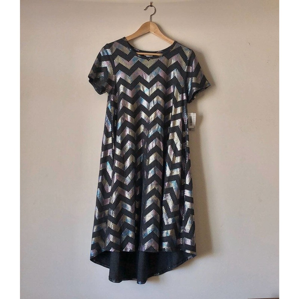 LLR NWT Elegance Carly Iridescent Dress Black Silver XS